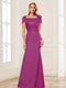 Trumpet/Mermaid Square Neck Short Sleeves Mother of the Bride Dresses with Ruched