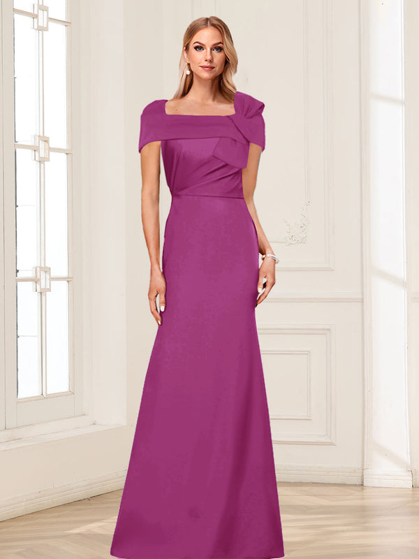 Trumpet/Mermaid Square Neck Short Sleeves Mother of the Bride Dresses with Ruched