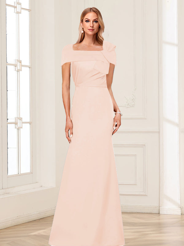 Trumpet/Mermaid Square Neck Short Sleeves Mother of the Bride Dresses with Ruched