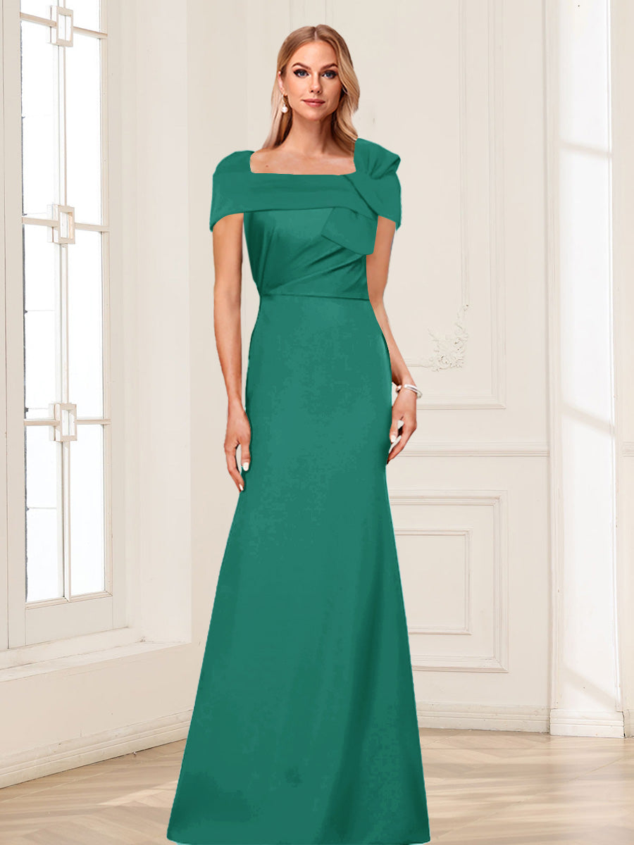 Trumpet/Mermaid Square Neck Short Sleeves Mother of the Bride Dresses with Ruched