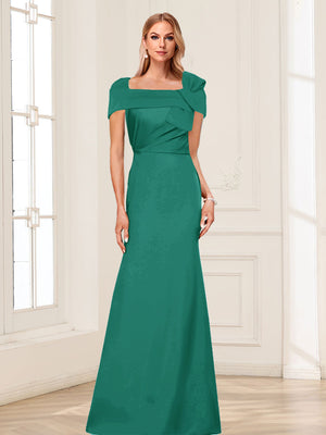 Trumpet/Mermaid Square Neck Short Sleeves Mother of the Bride Dresses with Ruched