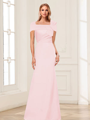 Trumpet/Mermaid Square Neck Short Sleeves Mother of the Bride Dresses with Ruched