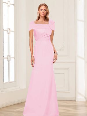 Trumpet/Mermaid Square Neck Short Sleeves Mother of the Bride Dresses with Ruched