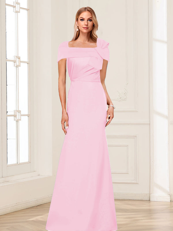 Trumpet/Mermaid Square Neck Short Sleeves Mother of the Bride Dresses with Ruched