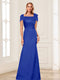 Trumpet/Mermaid Square Neck Short Sleeves Mother of the Bride Dresses with Ruched
