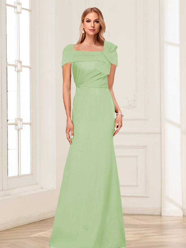 Trumpet/Mermaid Square Neck Short Sleeves Mother of the Bride Dresses with Ruched