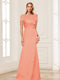 Trumpet/Mermaid Square Neck Short Sleeves Mother of the Bride Dresses with Ruched