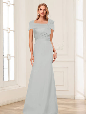 Trumpet/Mermaid Square Neck Short Sleeves Mother of the Bride Dresses with Ruched