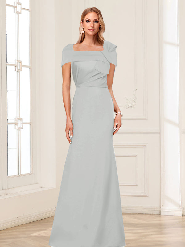 Trumpet/Mermaid Square Neck Short Sleeves Mother of the Bride Dresses with Ruched