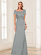 Trumpet/Mermaid Square Neck Short Sleeves Mother of the Bride Dresses with Ruched
