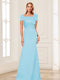 Trumpet/Mermaid Square Neck Short Sleeves Mother of the Bride Dresses with Ruched