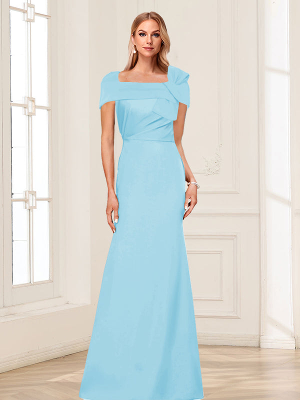 Trumpet/Mermaid Square Neck Short Sleeves Mother of the Bride Dresses with Ruched