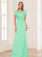 Trumpet/Mermaid Square Neck Short Sleeves Mother of the Bride Dresses with Ruched