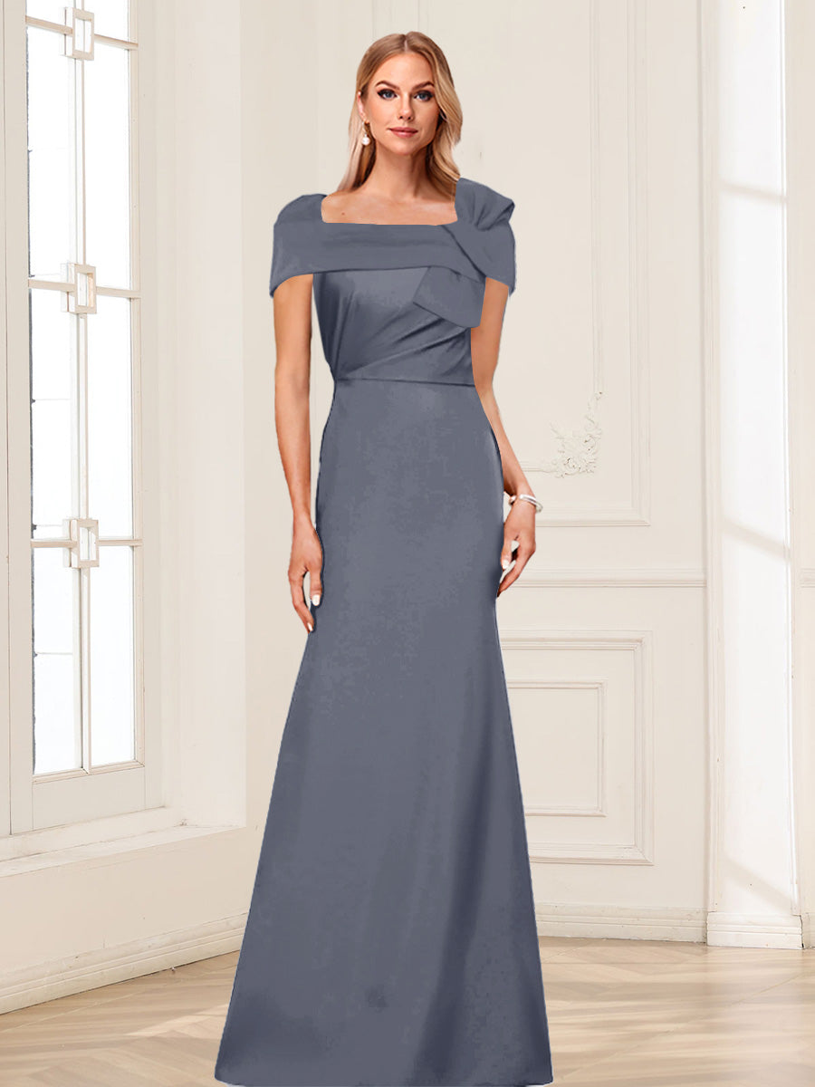 Trumpet/Mermaid Square Neck Short Sleeves Mother of the Bride Dresses with Ruched