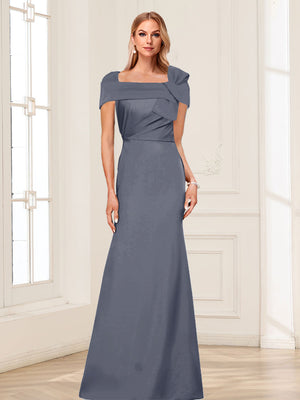 Trumpet/Mermaid Square Neck Short Sleeves Mother of the Bride Dresses with Ruched