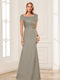 Trumpet/Mermaid Square Neck Short Sleeves Mother of the Bride Dresses with Ruched