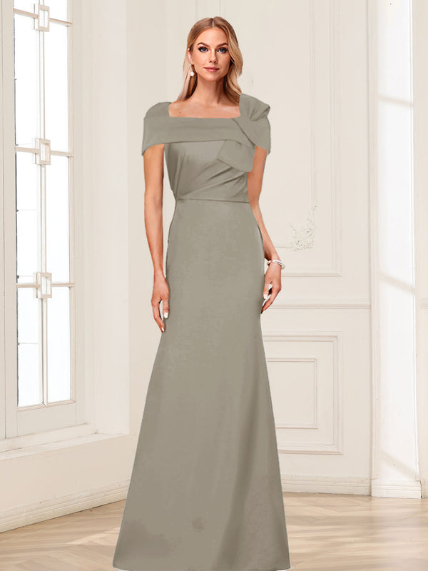 Trumpet/Mermaid Square Neck Short Sleeves Mother of the Bride Dresses with Ruched