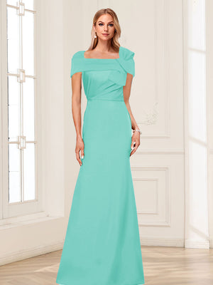 Trumpet/Mermaid Square Neck Short Sleeves Mother of the Bride Dresses with Ruched