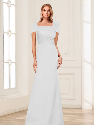 Trumpet/Mermaid Square Neck Short Sleeves Mother of the Bride Dresses with Ruched