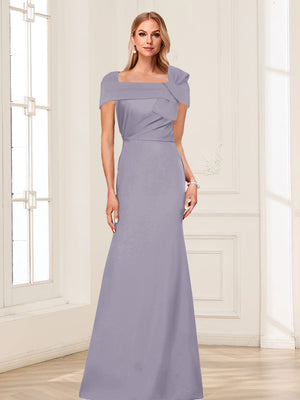 Trumpet/Mermaid Square Neck Short Sleeves Mother of the Bride Dresses with Ruched