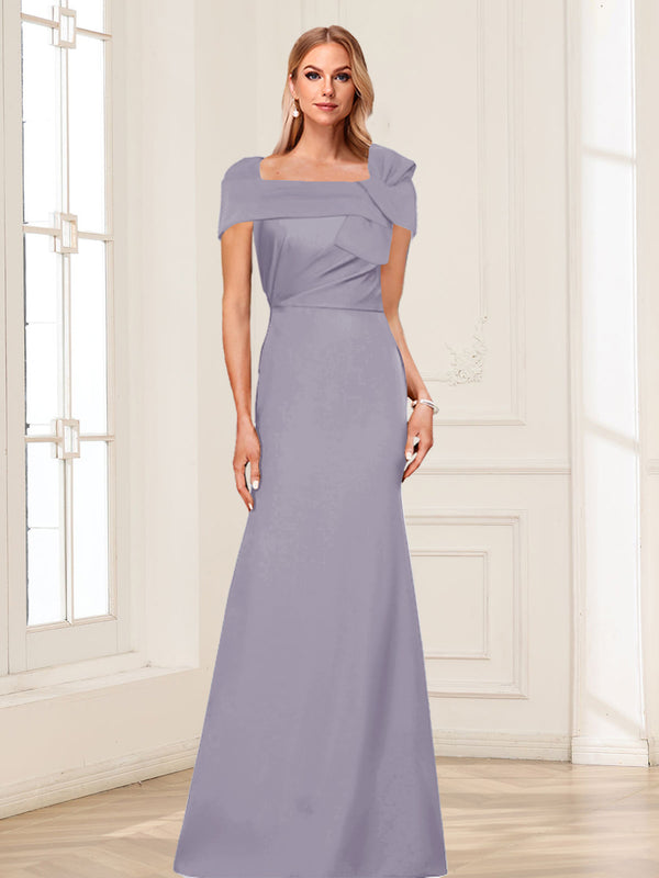 Trumpet/Mermaid Square Neck Short Sleeves Mother of the Bride Dresses with Ruched