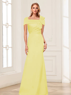 Trumpet/Mermaid Square Neck Short Sleeves Mother of the Bride Dresses with Ruched