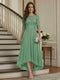A-Line/Princess Half Sleeves Scoop Asymmetrical Mother of the Bride Dresses with Ruched & Applique