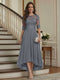 A-Line/Princess Half Sleeves Scoop Asymmetrical Mother of the Bride Dresses with Ruched & Applique