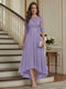 A-Line/Princess Half Sleeves Scoop Asymmetrical Mother of the Bride Dresses with Ruched & Applique