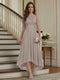 A-Line/Princess Half Sleeves Scoop Asymmetrical Mother of the Bride Dresses with Ruched & Applique