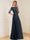 Chiffon V-Neck Half Sleeves Mother of the Bride Pantsuits with Applique