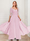 Chiffon V-Neck Half Sleeves Mother of the Bride Pantsuits with Applique