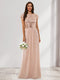 A-Line/Princess Scoop Short Sleeves Sequins Bridesmaid Dresses