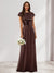 A-Line/Princess Scoop Short Sleeves Sequins Bridesmaid Dresses