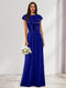 A-Line/Princess Scoop Short Sleeves Sequins Bridesmaid Dresses
