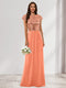 A-Line/Princess Scoop Short Sleeves Sequins Bridesmaid Dresses