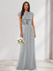 A-Line/Princess Scoop Short Sleeves Sequins Bridesmaid Dresses