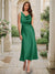 Trumpet/Mermaid Cowl Neck Sleeveless Tea-Length Ruched Bridesmaid Dresses