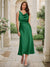 Trumpet/Mermaid Cowl Neck Sleeveless Tea-Length Ruched Bridesmaid Dresses