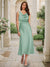 Trumpet/Mermaid Cowl Neck Sleeveless Tea-Length Ruched Bridesmaid Dresses