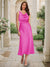 Trumpet/Mermaid Cowl Neck Sleeveless Tea-Length Ruched Bridesmaid Dresses