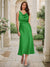 Trumpet/Mermaid Cowl Neck Sleeveless Tea-Length Ruched Bridesmaid Dresses