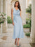 Trumpet/Mermaid Cowl Neck Sleeveless Tea-Length Ruched Bridesmaid Dresses