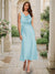Trumpet/Mermaid Cowl Neck Sleeveless Tea-Length Ruched Bridesmaid Dresses