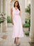 Trumpet/Mermaid Cowl Neck Sleeveless Tea-Length Ruched Bridesmaid Dresses