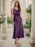 Trumpet/Mermaid Cowl Neck Sleeveless Tea-Length Ruched Bridesmaid Dresses