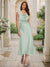 Trumpet/Mermaid Cowl Neck Sleeveless Tea-Length Ruched Bridesmaid Dresses