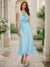 Trumpet/Mermaid Cowl Neck Sleeveless Tea-Length Ruched Bridesmaid Dresses