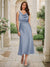 Trumpet/Mermaid Cowl Neck Sleeveless Tea-Length Ruched Bridesmaid Dresses