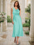 Trumpet/Mermaid Cowl Neck Sleeveless Tea-Length Ruched Bridesmaid Dresses